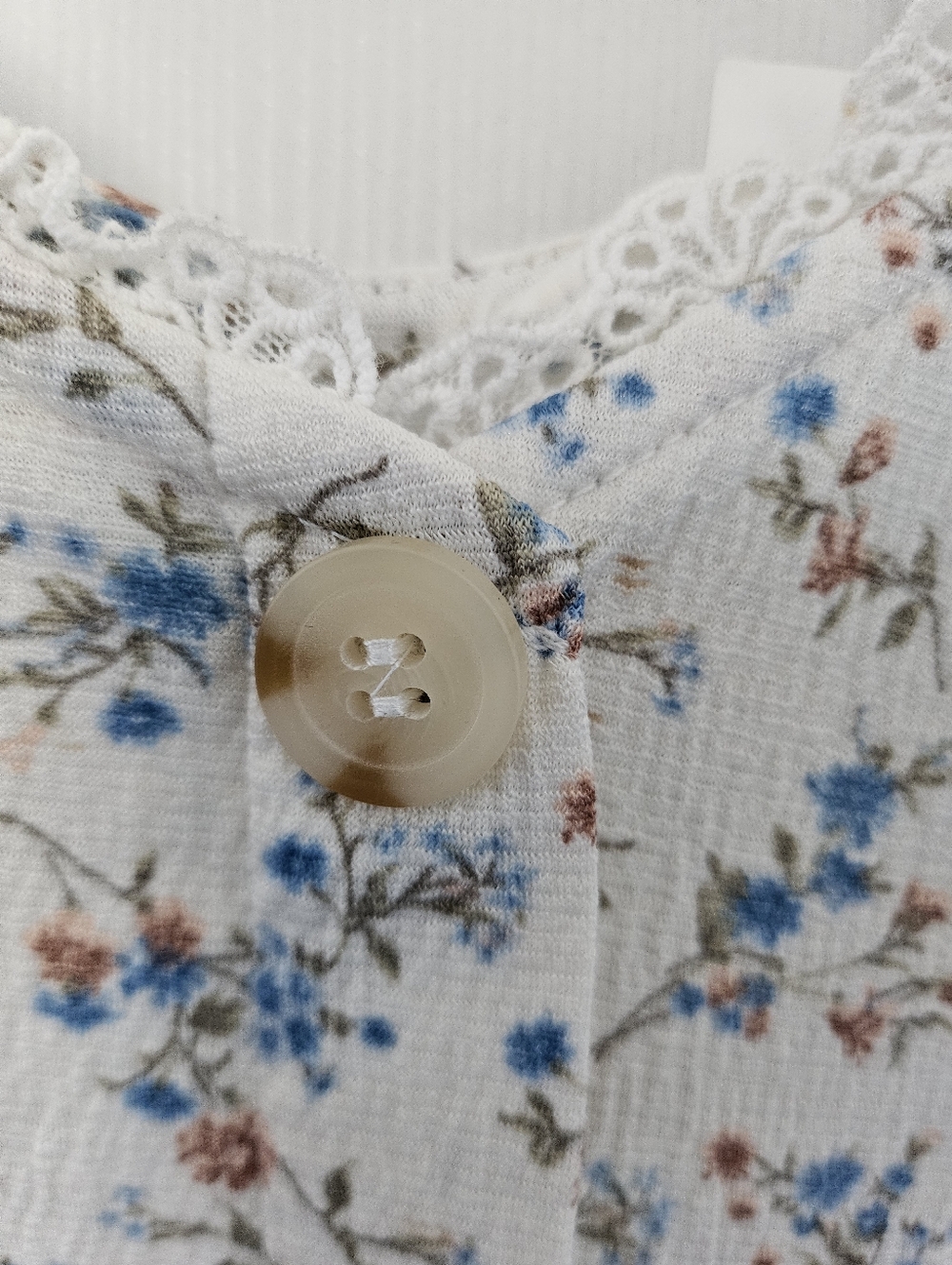 Blu Pepper Floral Babydoll Dress Medium Cottagecore Mini Lace Trim Button Front - Picture 11 of 14